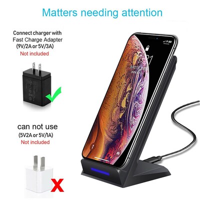 FDGAO 15W Qi Wireless Charger Stand Fast Charge For Samsung