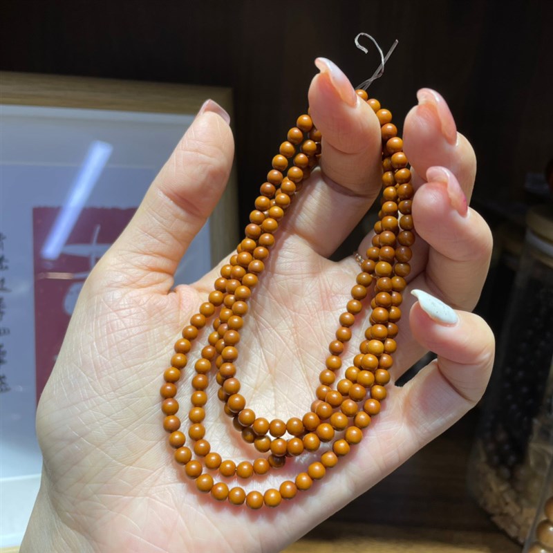 精品天然橄榄核正圆珠散珠手串长串素籽素串光珠文玩手錬佛珠念珠