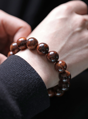 海南黄花梨手串传承级老油梨沉水瘤疤手链念珠海黄檀木佛珠c 15mm