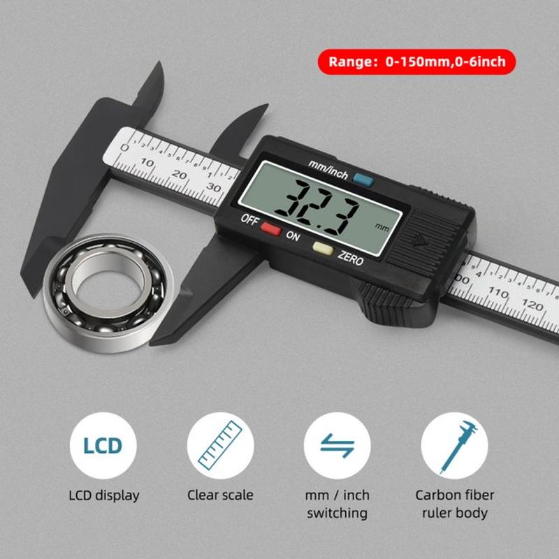 150mm Electronic Digital Vernier Caliper Carbon Fiber Reinfo