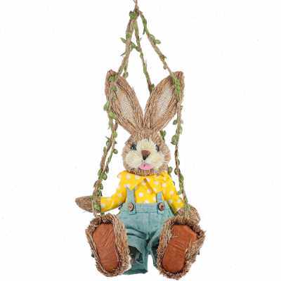 好货Easter Straw Woven Bunny Swing Bunny Furniture Hanging P