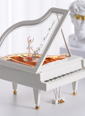 创意女生钢琴音乐盒芭蕾舞女孩旋转八音盒儿童男女生日礼物摆件