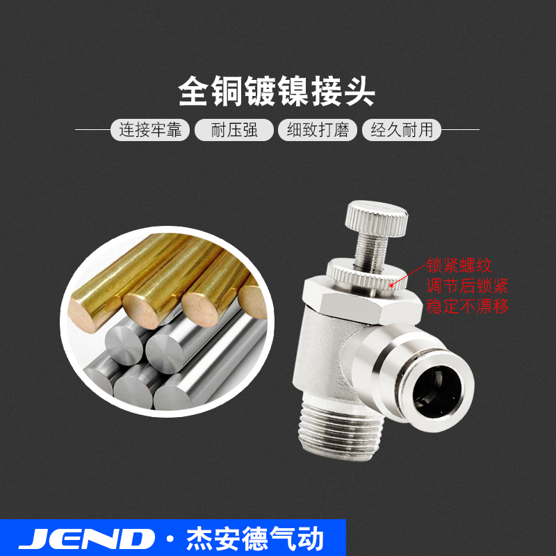 铜快速气管气动接头SL6-01 8-02 4-M5 10-03 12-04调速阀节流阀