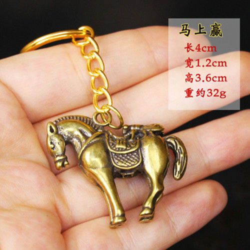 马上胡小铜马挂件吊坠马上赢马上封侯马上有钱黄铜钥匙扣摆件铜器