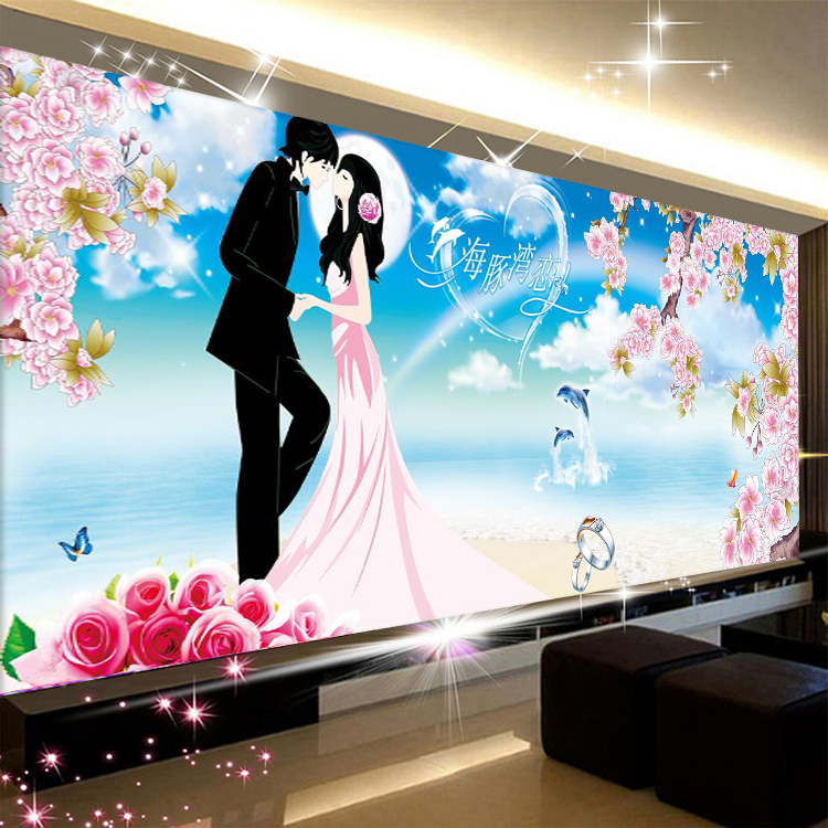 3d新款简单印花十字绣结婚爱情婚庆喜庆婚礼系列卧室浪漫玫瑰客厅