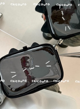 CHICAURA气哭啦颜文字黑猫耳斜挎娃包痛包黑色背包原创设计礼物