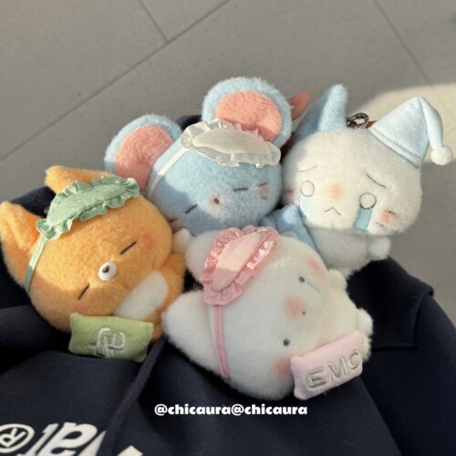 CHICAURA好想睡觉小兔小猫咪宅小狐狸萌鼠鼠毛绒挂件玩偶娃钥匙扣