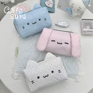 CHICAURA气哭啦波点小猫兔笔袋文具盒新款可爱包化妆宝收纳袋铅笔