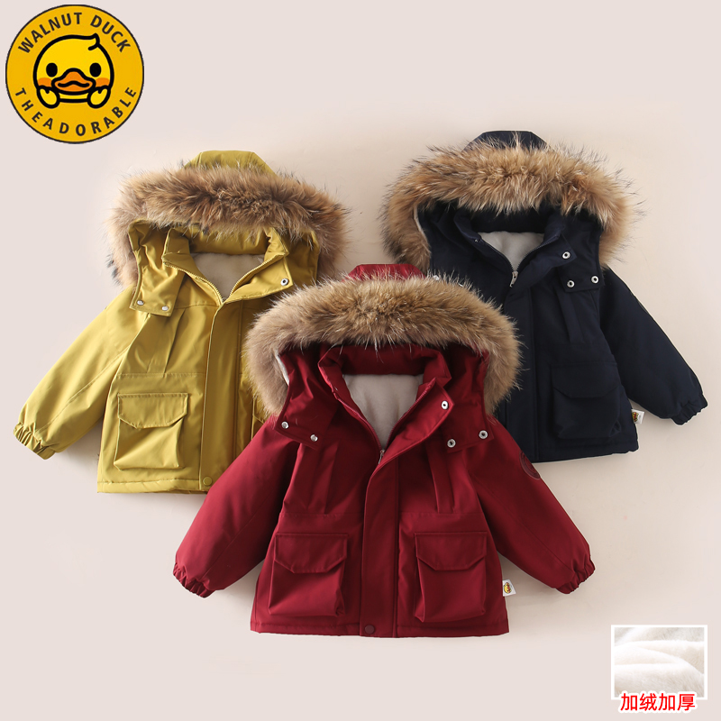 甜甜圈虹虹Tia-小黄鸭儿童秋冬加绒棉服新款加厚外套XT823