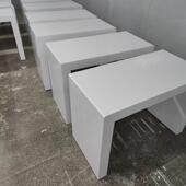 u型白色彩绘流桌展示桌方桌圆桌岛柜高低桌展示架体验桌定制