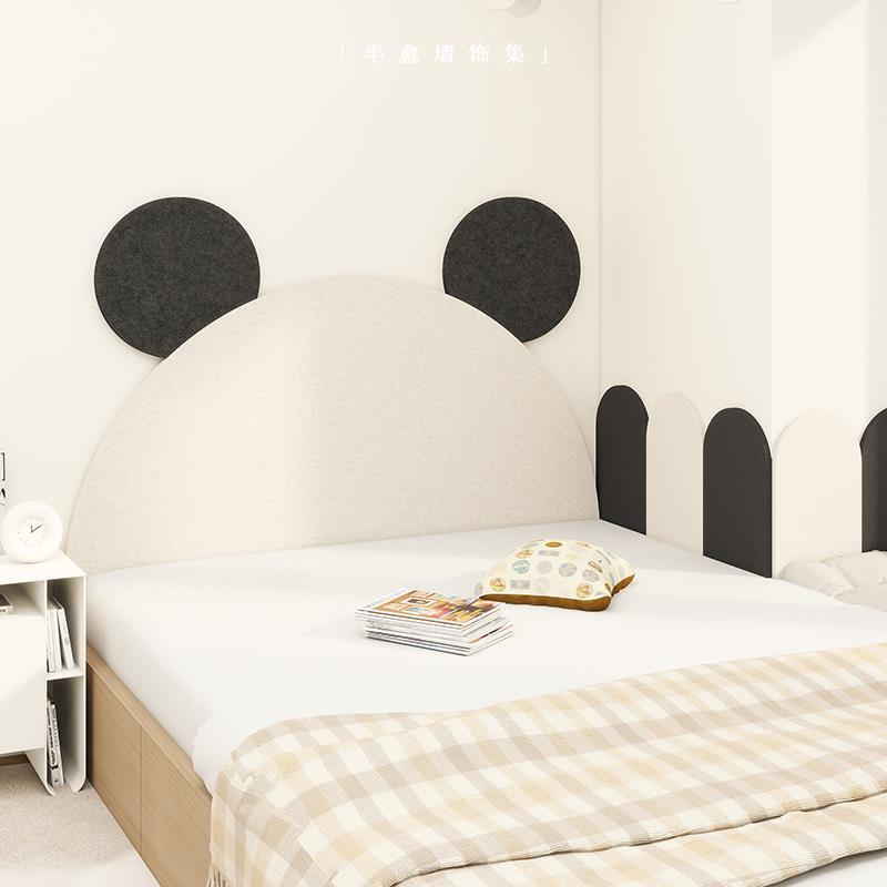 榻榻米软包墙围米奇照片墙留言板免打孔墙面装饰毛毡板3d立体床围