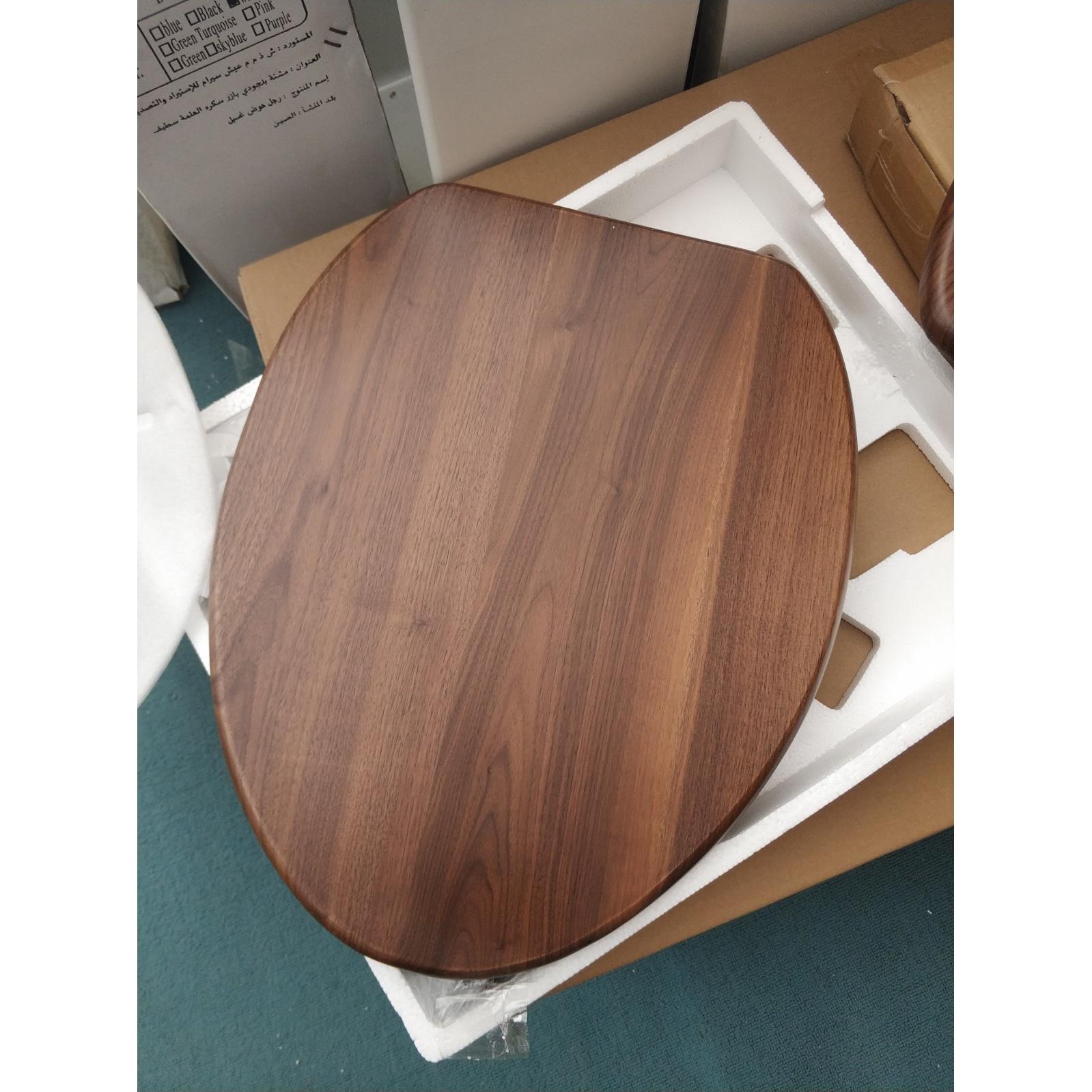 胡桃实木马桶盖家用坐便盖抽水坐便器盖板VU型马桶圈厕所配件出口