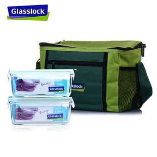 精选Glasslock大容量保温饭盒包便当收纳包男女土手拎包手提便携