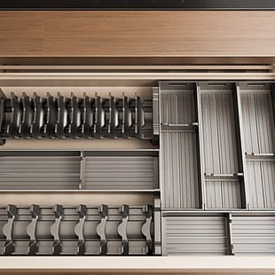 精选碗碟收纳架厨房抽屉碗架内置分隔橱柜碗盘太空铝柜内放碗蝶子