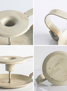 跨境复古黑色铁艺烛台美式餐桌金属家居装饰品摆件蜡烛台工艺桌面