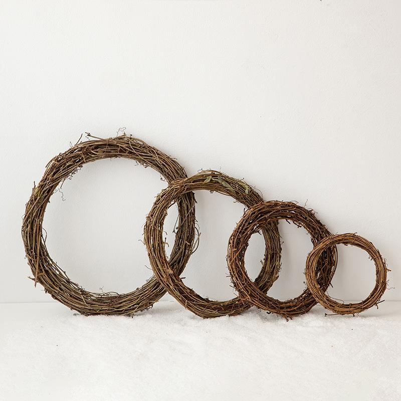 亚马逊土茯苓藤圈圣诞花环diy藤环田园装饰干花藤条装饰树藤