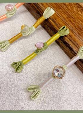 绿色系满钻珍珠可爱显白钮扣盘扣国风古风旗袍汉服辅料装饰扣