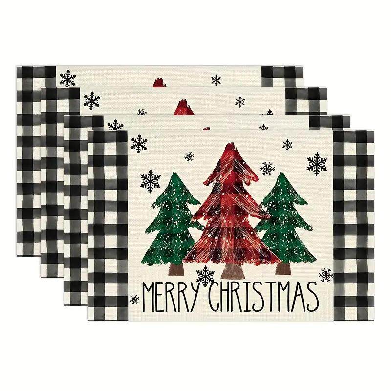 temu跨境圣诞节新款亚麻餐垫节日聚会派对装饰杯具防污隔热桌垫