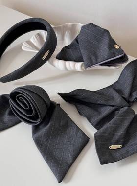 韩版灰色系条纹布艺三角抓夹气质鲨鱼夹优雅气质发夹发饰新款