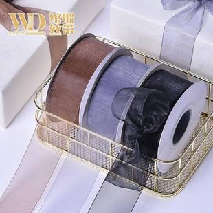 织带3mm-75mm绑带手作配饰生日蛋糕辅料蝴蝶结素色雪纱丝带