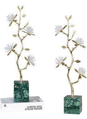 北欧现代奢轻色黄铜树枝水晶摆装件样板间客厅玄关KF-M404装金饰