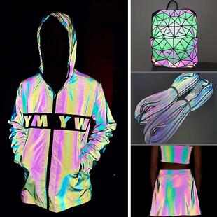 YG/厂家直销七彩黑色TC幻彩反光炫布于彩反面光料用车缝服装箱包