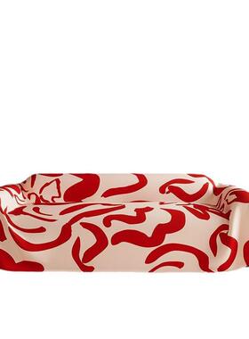 新式结AAL婚沙庆垫发高级中感红色喜沙发盖布防滑防猫抓夏季沙发