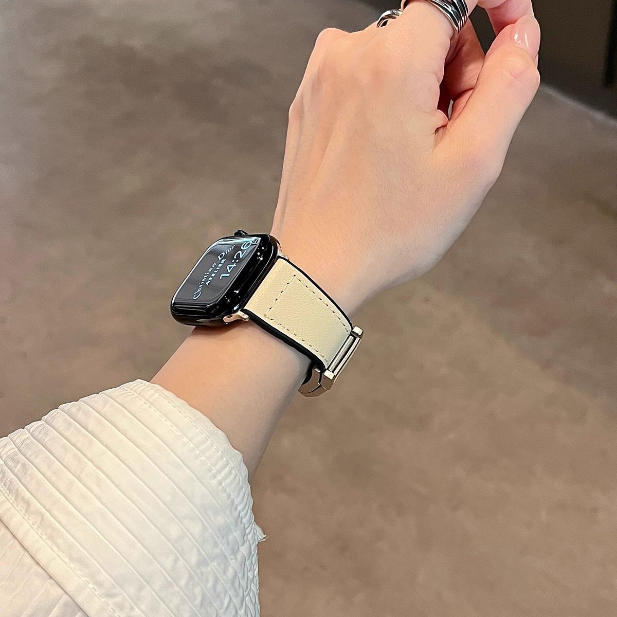 H磁吸扣oppo手表watch3/2/X/3pro/4pro表带1真皮质新款男女se适用