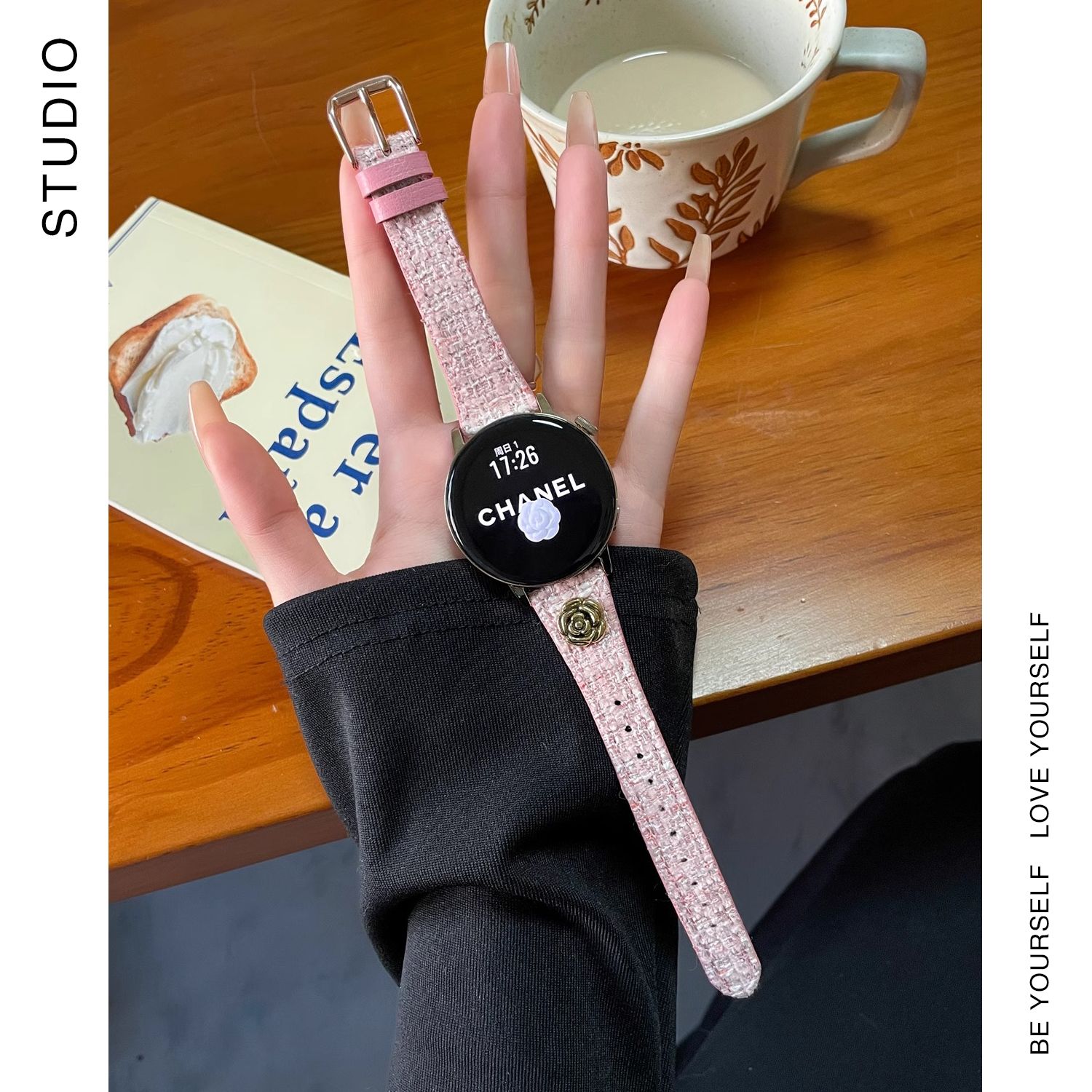 小香风山茶花GT6华为GT54手表表带GT3pro真皮质watch5女款fit适用