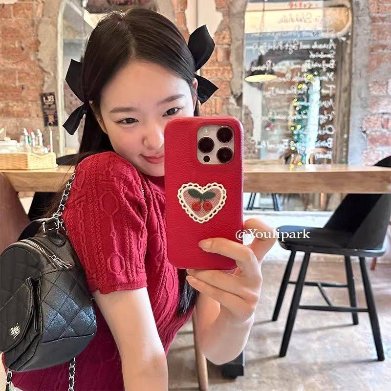 ins小众少女爱心刺绣樱桃15适用16pro苹果16ProMax手机壳iPhone16,个性定制/设计服务/DIY,手机壳/保护套定制,淘宝优惠券,粉丝福利购,淘宝优惠卷