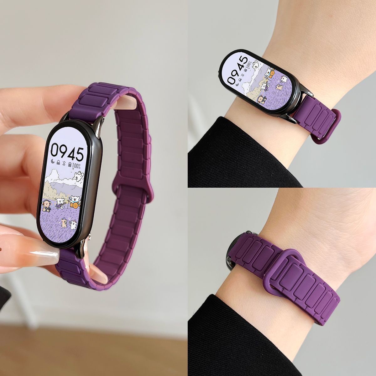 张婧仪液态肤感硅胶小米磁吸表带适用小米10手环小米9运动8