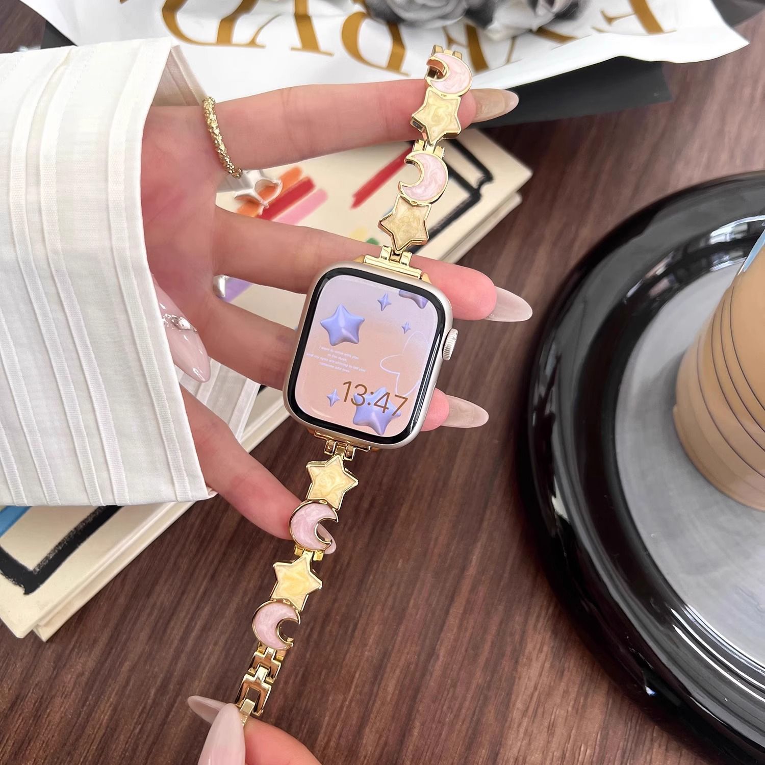 星月流沙金属oppo手表watch3/2/X/3pro/4pro表带表链高级女se适用