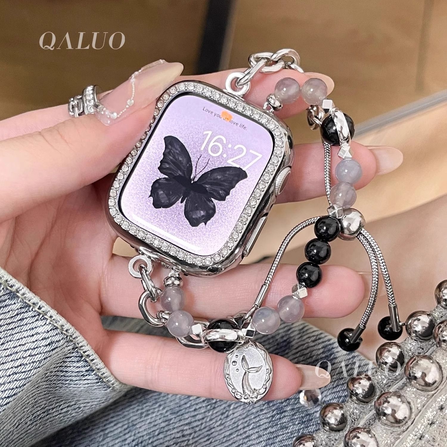 美鱼珍珠GT5华为watch手表带GT4小香风表链金属GT3/2女fit3适用