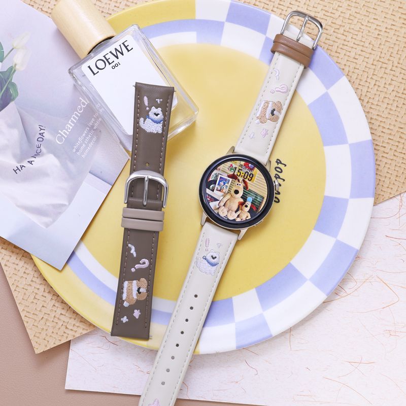 红米手表带秋冬专用Watch5真皮Watch2/3原装可爱小狗刺绣针扣表带
