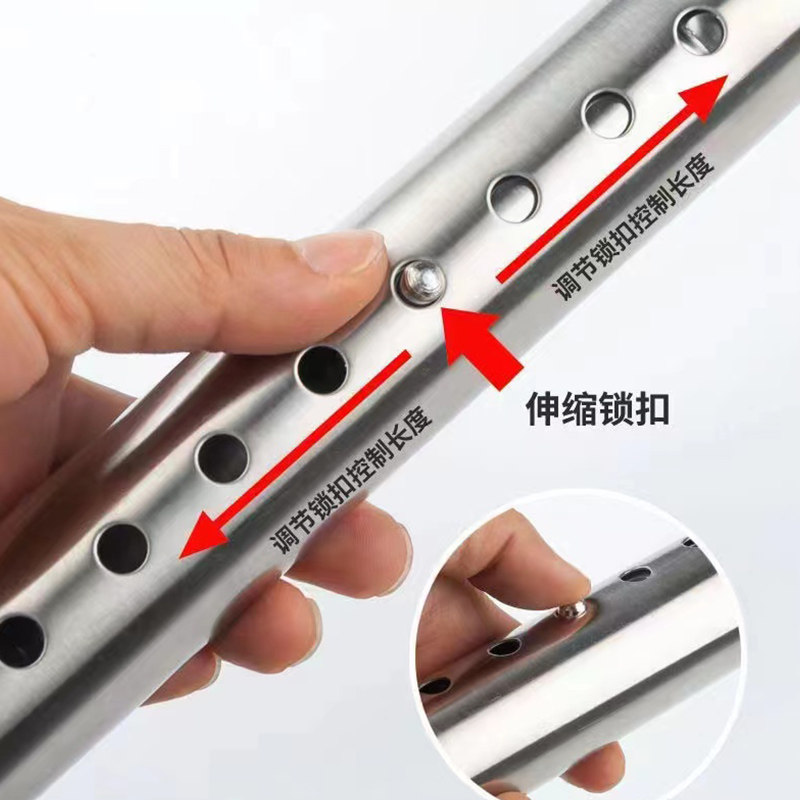 窗帘杆单杆免打孔伸m缩罗马杆阳台固定晾衣杆挂钩打孔不锈钢伸缩