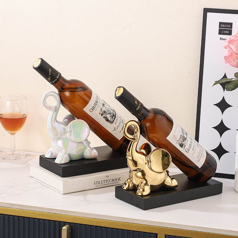 艺瓷雅大象红酒架创意客厅酒柜玄关乔迁H送礼轻奢葡萄酒装饰品摆