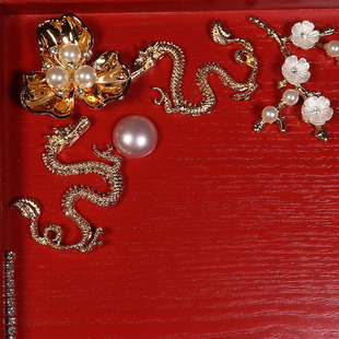 红色木制托盘 新娘结婚礼金托盘V 敬茶杯托盘