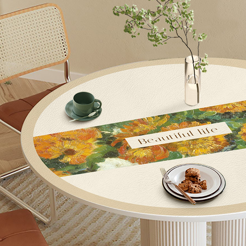圆桌桌布皮革防水l防油免洗防烫家用餐桌垫圆形台布茶几圆桌垫轻