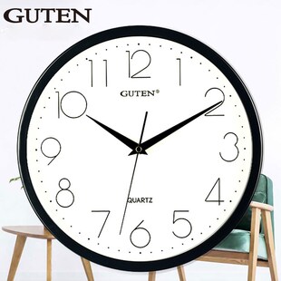 Guten挂钟金钟宝简约时尚 静音百搭客I厅挂墙卧室高清玻璃镜面挂钟