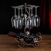 红酒架摆件倒挂家用高脚杯架葡萄创意欧式 饰品套 酒瓶客厅U酒柜装