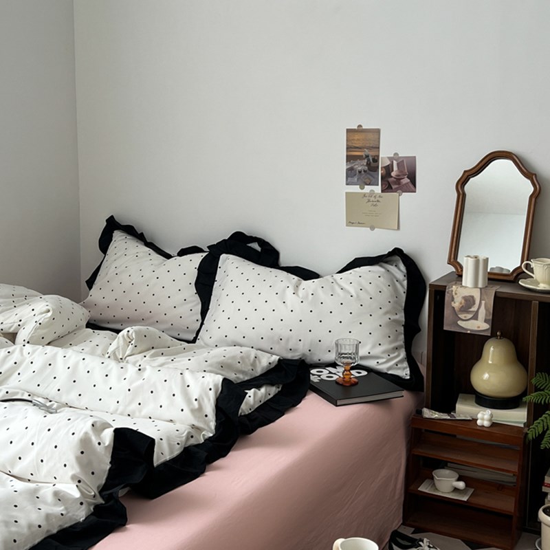 法式奶油风 I k工艺款四件套床上用品纯棉全棉被套被罩宿舍三件套