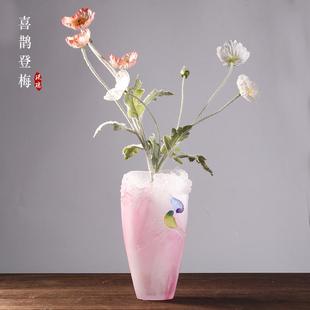 客廳玄關(guān)插花裝 喜鵲喜事平安花瓶擺件新中式 飾工藝品開(kāi)業(yè)結(jié)婚送禮