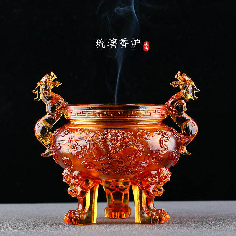琉璃盛龙宝鼎礼品香炉鼎盛千秋客厅书房禅意办公室玄关装饰摆件
