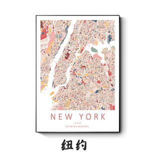 全国城市地图装饰画世界城市地图挂画简约客厅装饰画创意艺术画