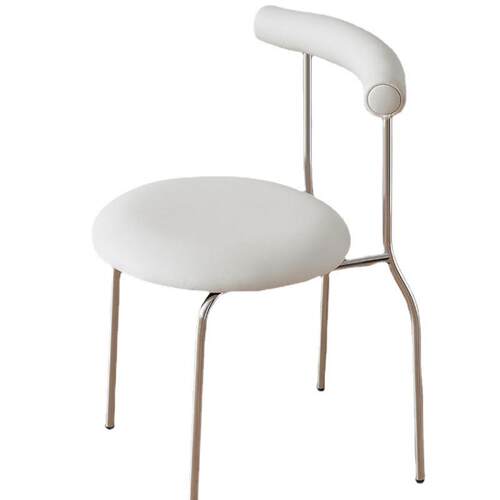 现代简约不锈钢白色椅子家用凳子靠背椅轻奢高级耐用餐椅梳妆台椅