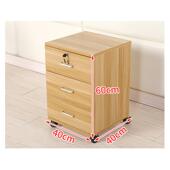 办公柜落地式 文件柜带锁三抽屉资料柜木质储物移动矮柜桌下小柜子