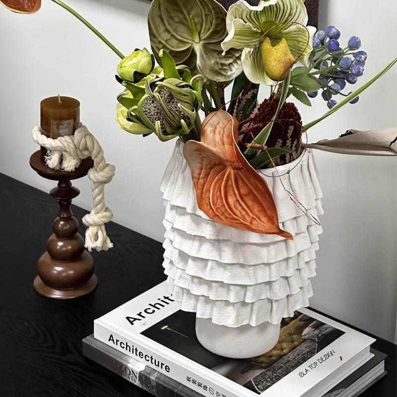 现代简约手工褶纹树脂花瓶仿真花艺民宿电视柜玄关花艺设计师摆件,家居饰品,装饰摆件,淘宝优惠券,粉丝福利购,淘宝优惠卷