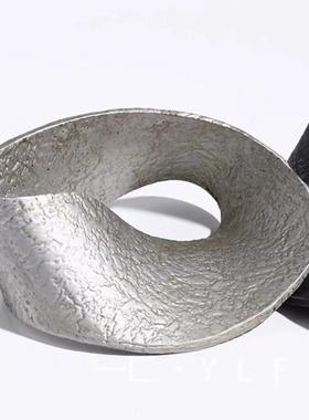 现代意式极简几何黑银环金属摆件茶室书房桌面家居装饰品镇纸摆件