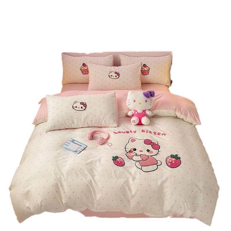 新款糯糯棉四件套可机洗水洗学生宿舍卡通kitty被套水洗棉三件套,床上用品,床品套件/四件套/多件套,淘宝优惠券,粉丝福利购,淘宝优惠卷