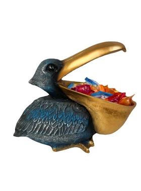 北欧创意大嘴鸟鹈鹕收纳摆件客厅软装钥匙玄关收纳树脂家居装饰品